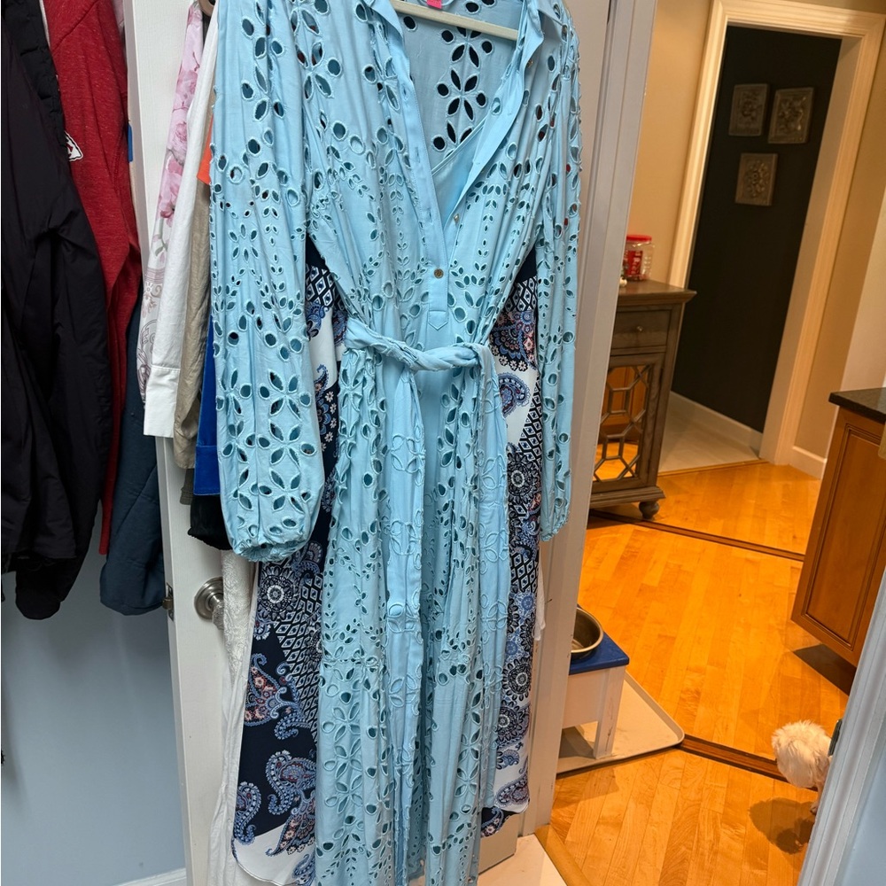 Lilly Pulitzer Sky Blue Long Sleeve Eyelet Dress